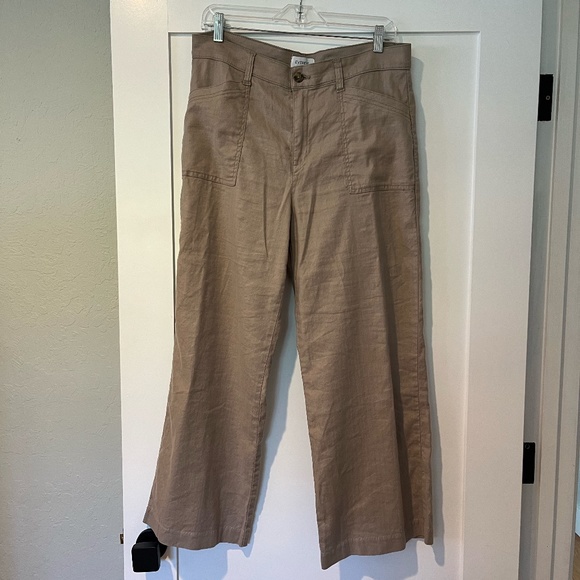 Evereve Beth Wide Leg Linen Blend Stretch Trouser Pant sz 32 - Picture 1 of 4